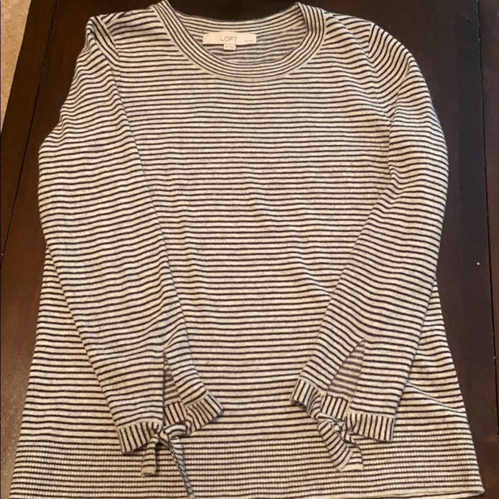 Loft striped 3/4 length sleeve sweater